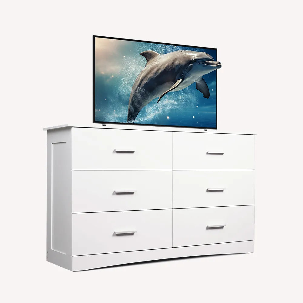 WLIVE White Wide 6-Drawer Modern Wood Dresser