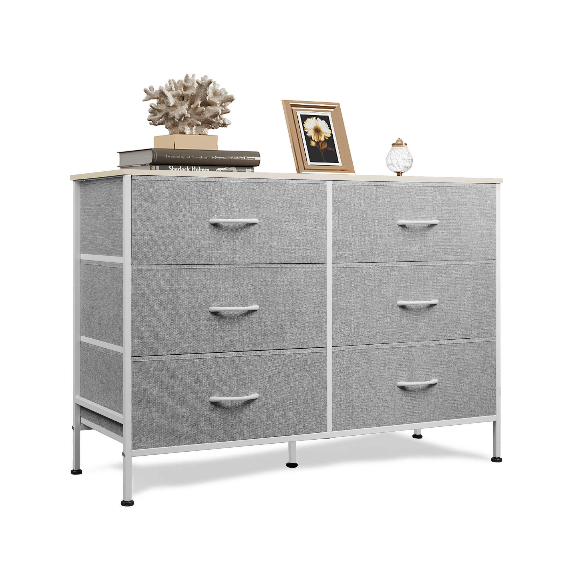 WLIVE Minimalist Wide 6-Drawer Storage Fabric Dresser