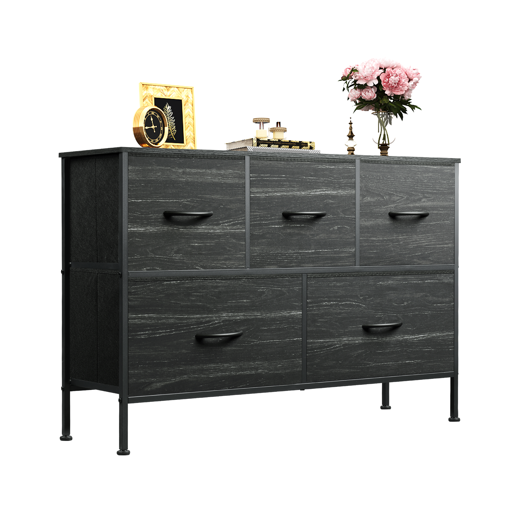 WLIVE Minimalist Wide Fabric 5-Drawer Dresser