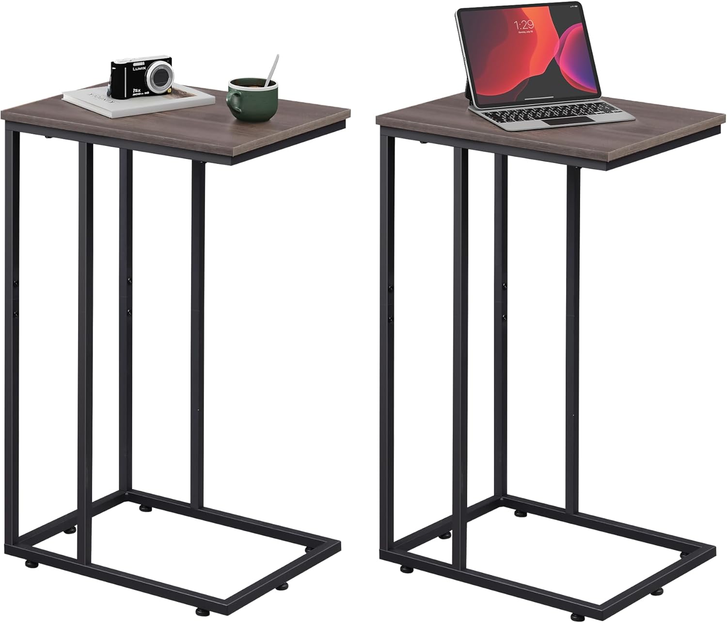 WLIVE Modern C Shaped Side Table with Large Desktop (24.92 in. H)