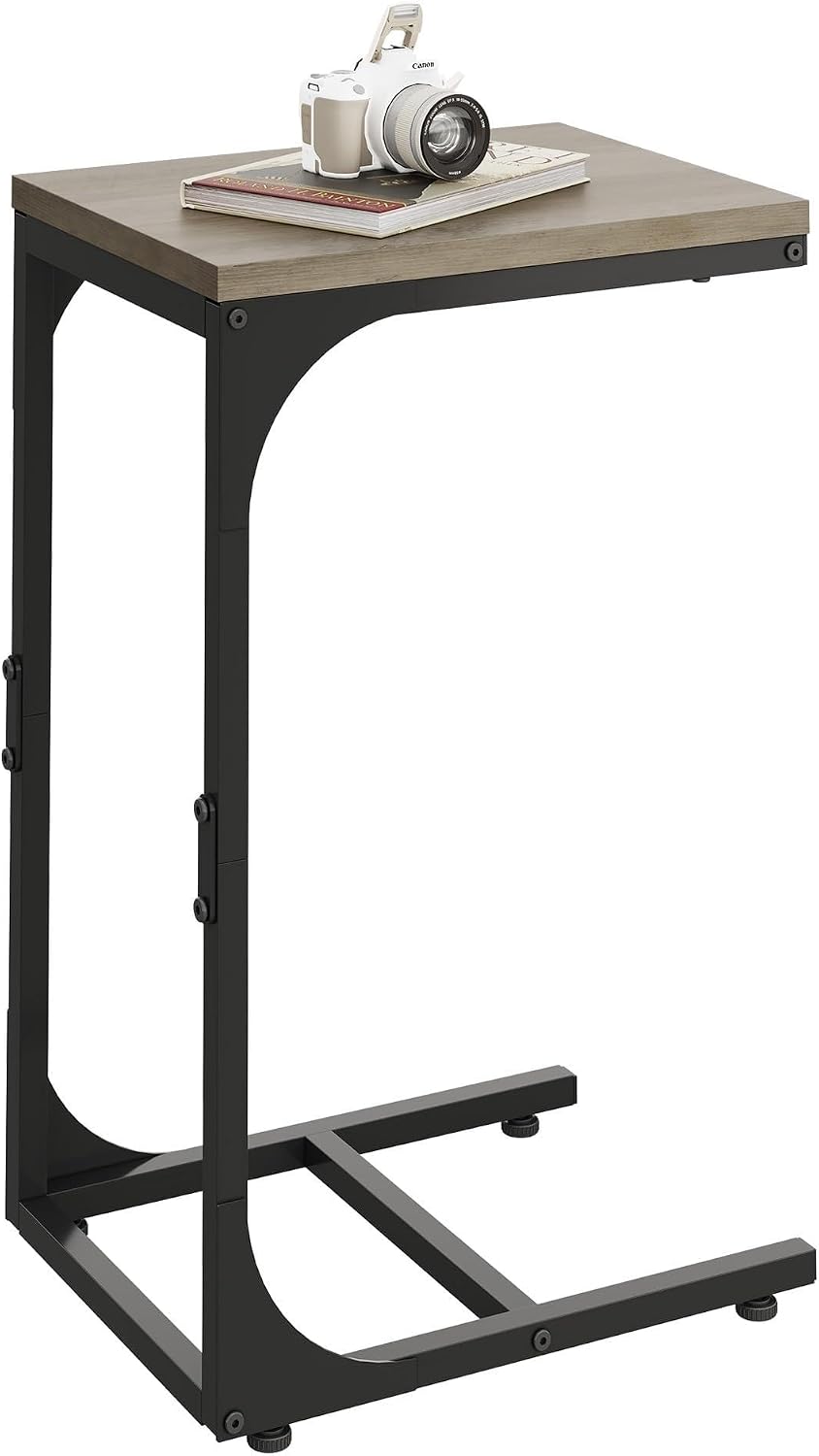 WLIVE C Shaped End Table, Small Couch Side Tables with Metal Frame that Slide Under, Sofa Table TV Tray for Living Room, Bedroom
