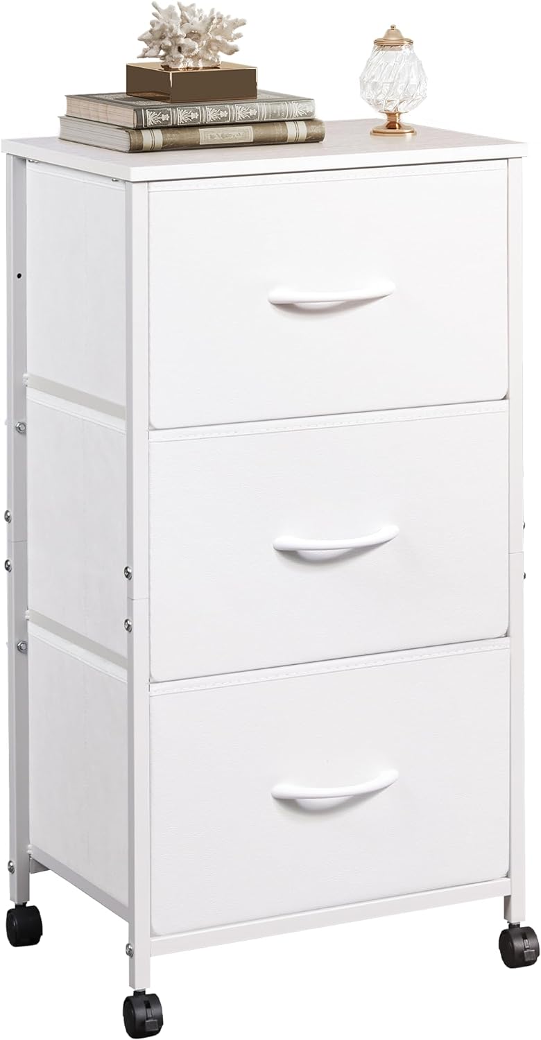 WLIVE Minimalist 3-Drawer Fabric Storage Nightstand