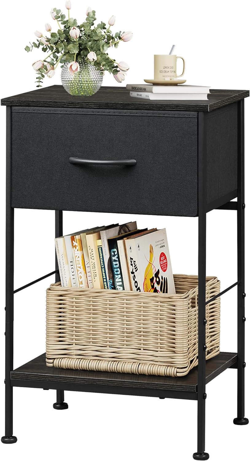 WLIVE Minimalist 1-Drawer Fabric Storage Nightstand (Set of 2)