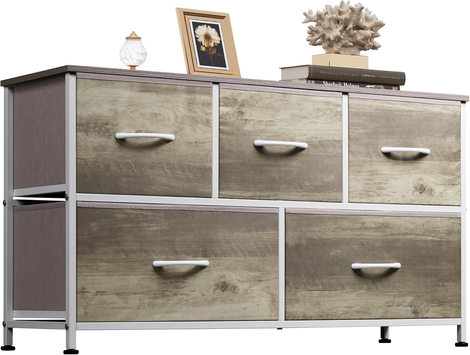 WLIVE Minimalist Wide Fabric 5-Drawer Dresser