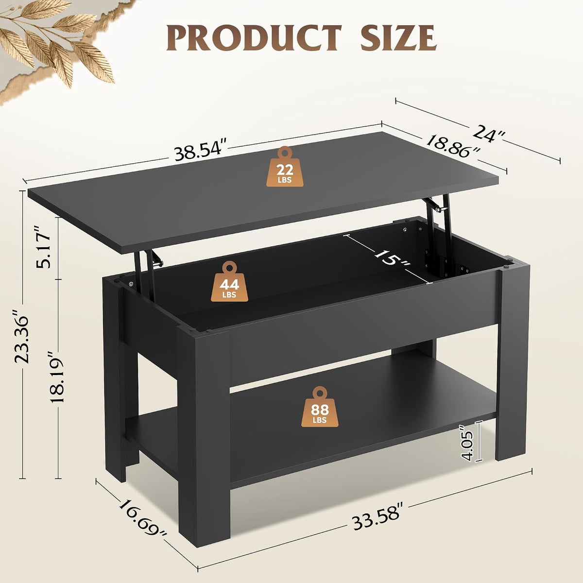 WLIVE Lift Top Coffee Table for Living Room/Dining/Office