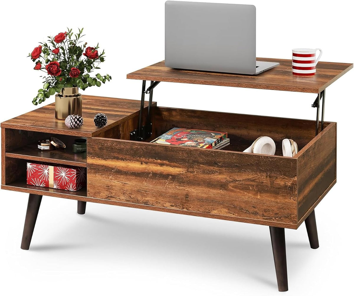 WLIVE Lift Top Coffee Table with Hidden Storage, Adjustable Shelf