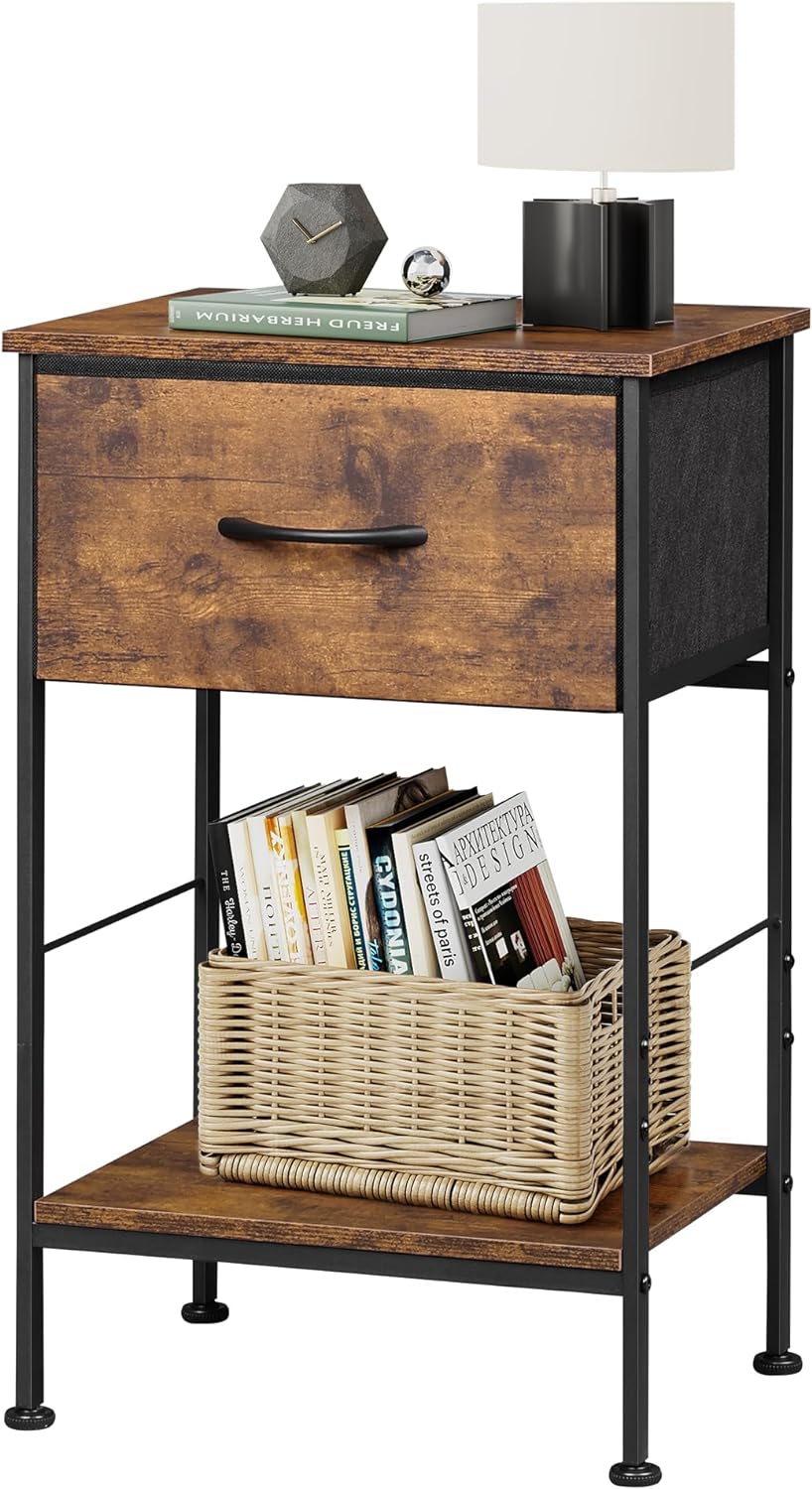 WLIVE Minimalist 1-Drawer Fabric Storage Nightstand (Set of 2)