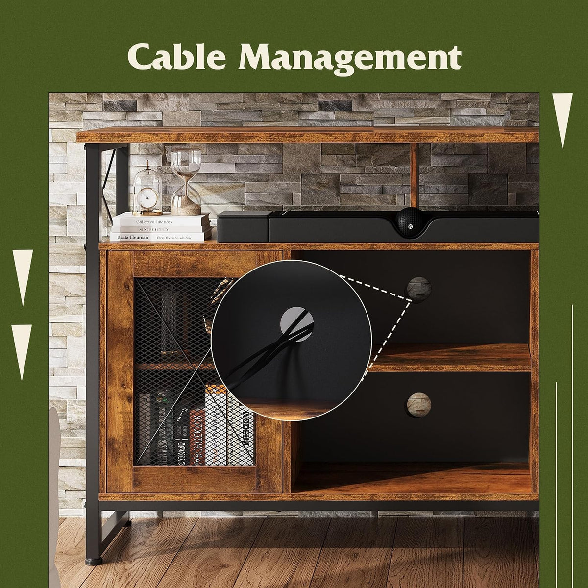 WLIVE TV Stand 55 inch TV, Tall Entertainment Center with Storage, Farmhouse Industrial TV Console for Bedroom Living Room
