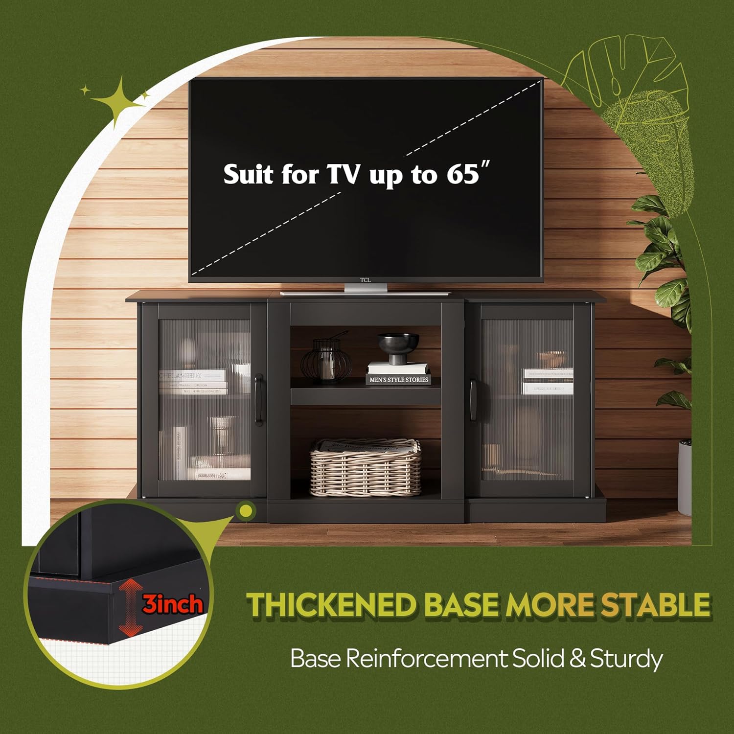 WLIVE Modern Minimalist Storage TV Stand Cabinet for 65 inch TV