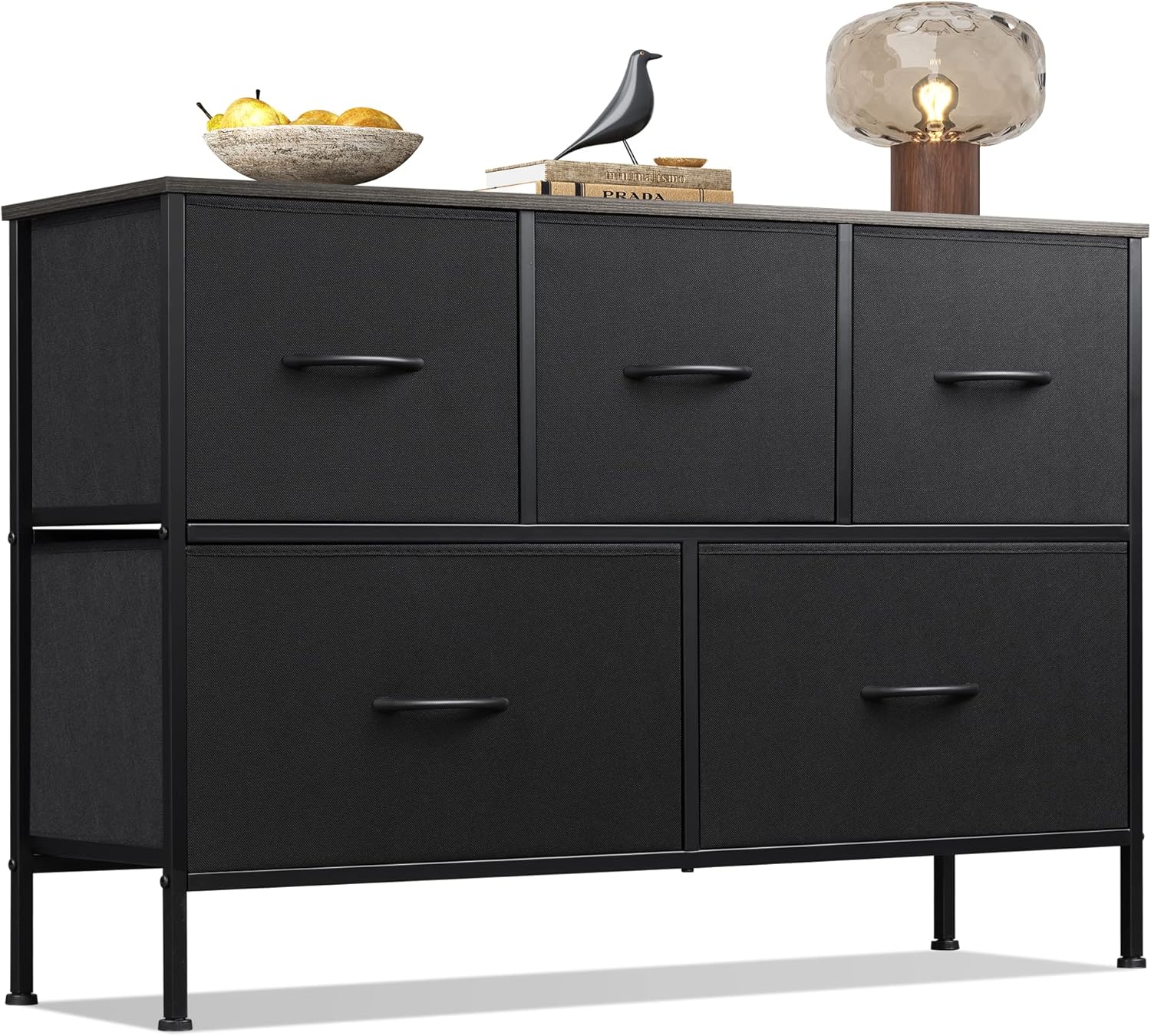 WLIVE Minimalist Wide Fabric 5-Drawer Dresser