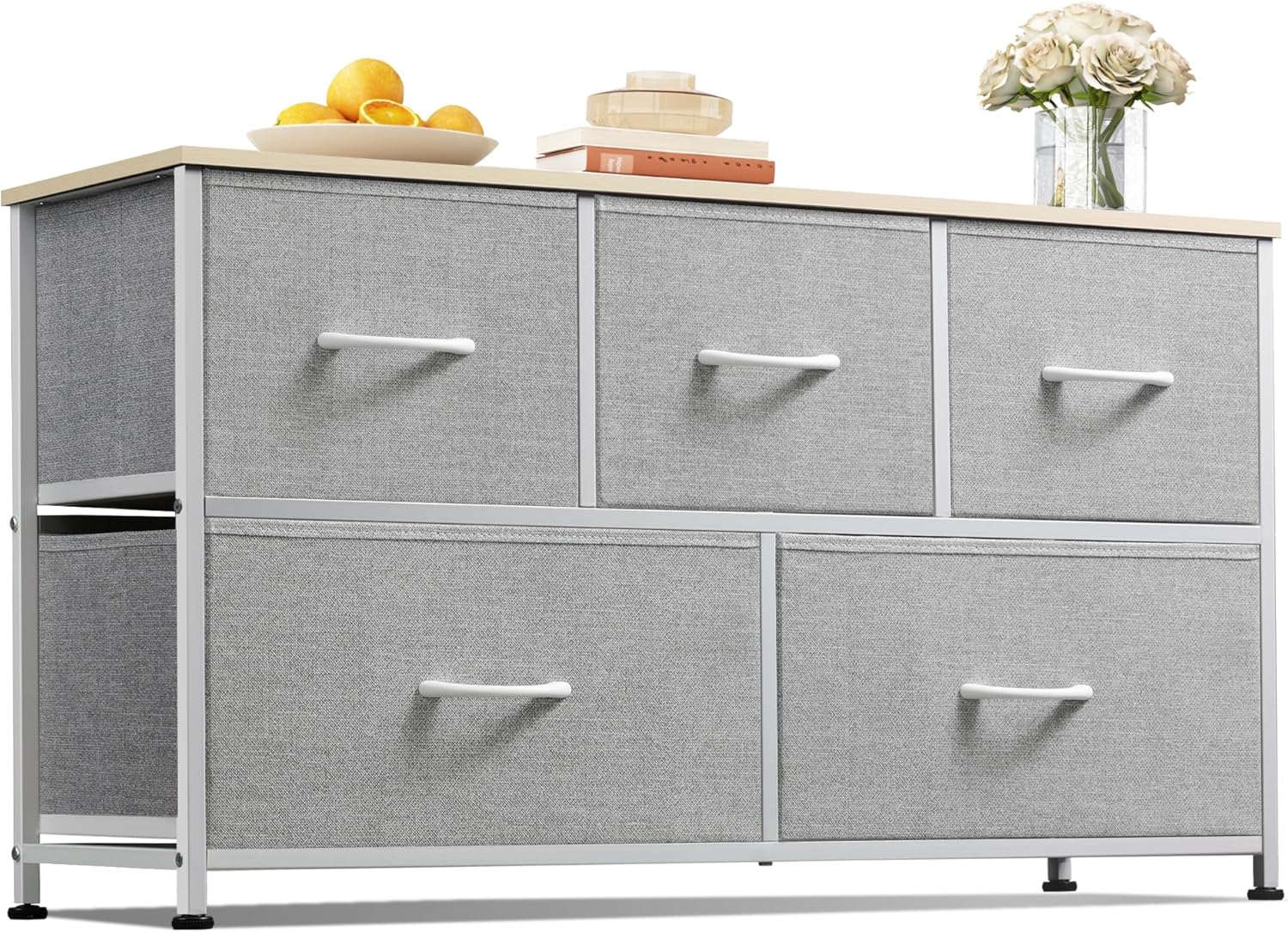 WLIVE Minimalist Wide Fabric 5-Drawer Dresser