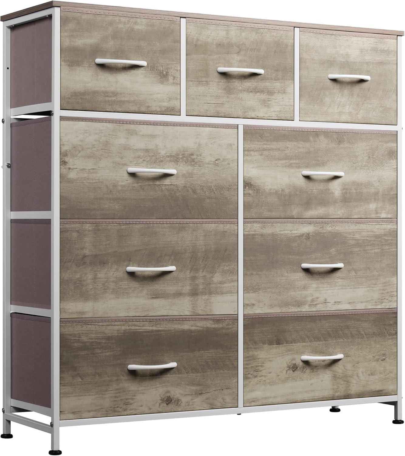 WLIVE Minimalist Tall 9-Drawer Storage Fabric Dresser