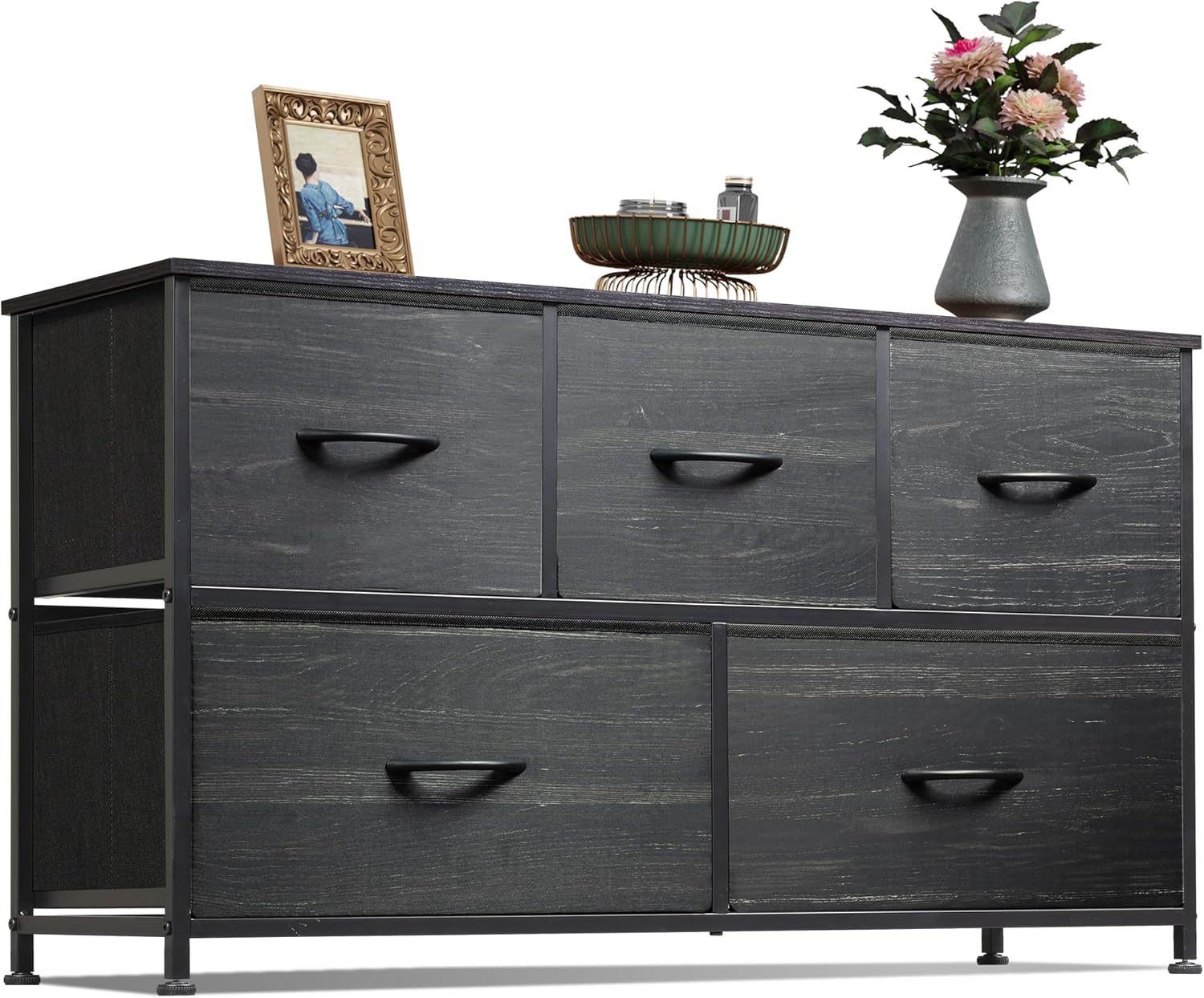 WLIVE Minimalist Wide Fabric 5-Drawer Dresser