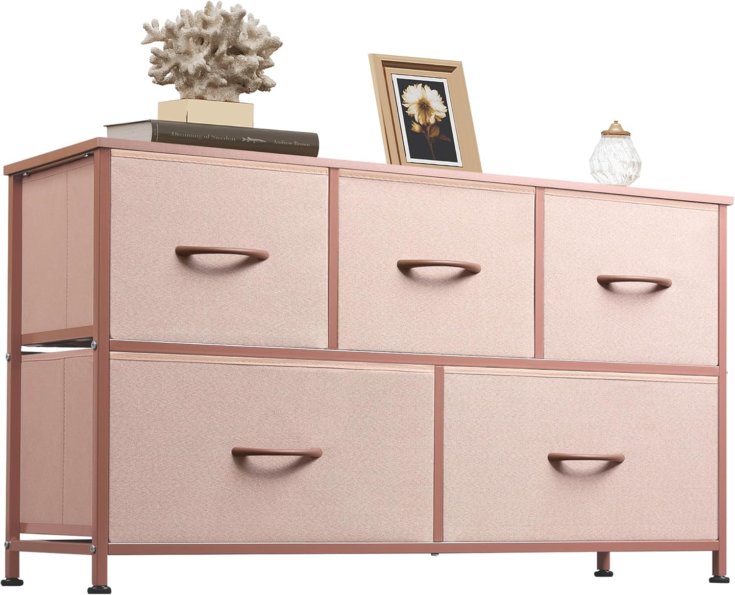 WLIVE Minimalist Wide Fabric 5-Drawer Dresser