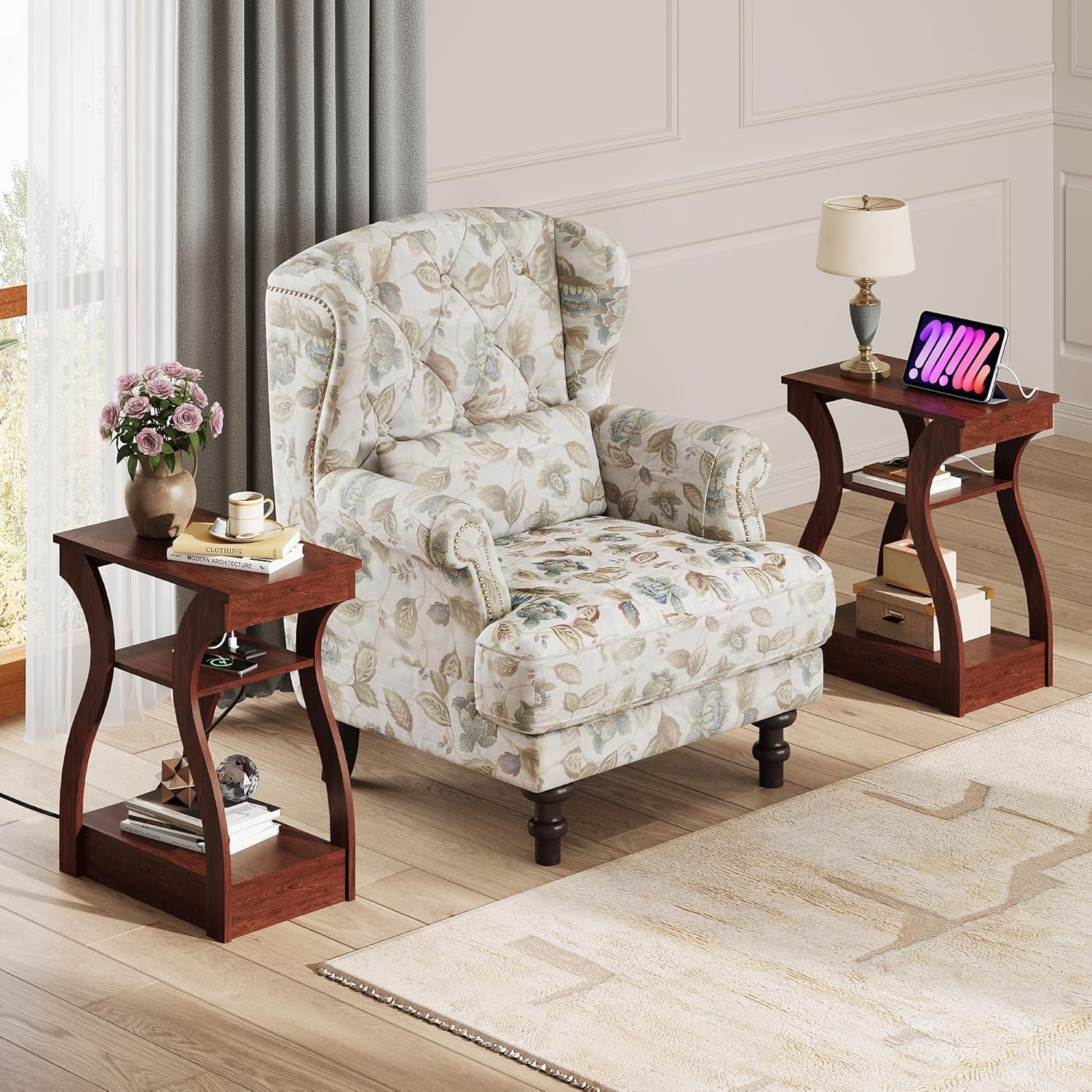 WLIVE End Tables Living Room Set of 2 with Charging Station