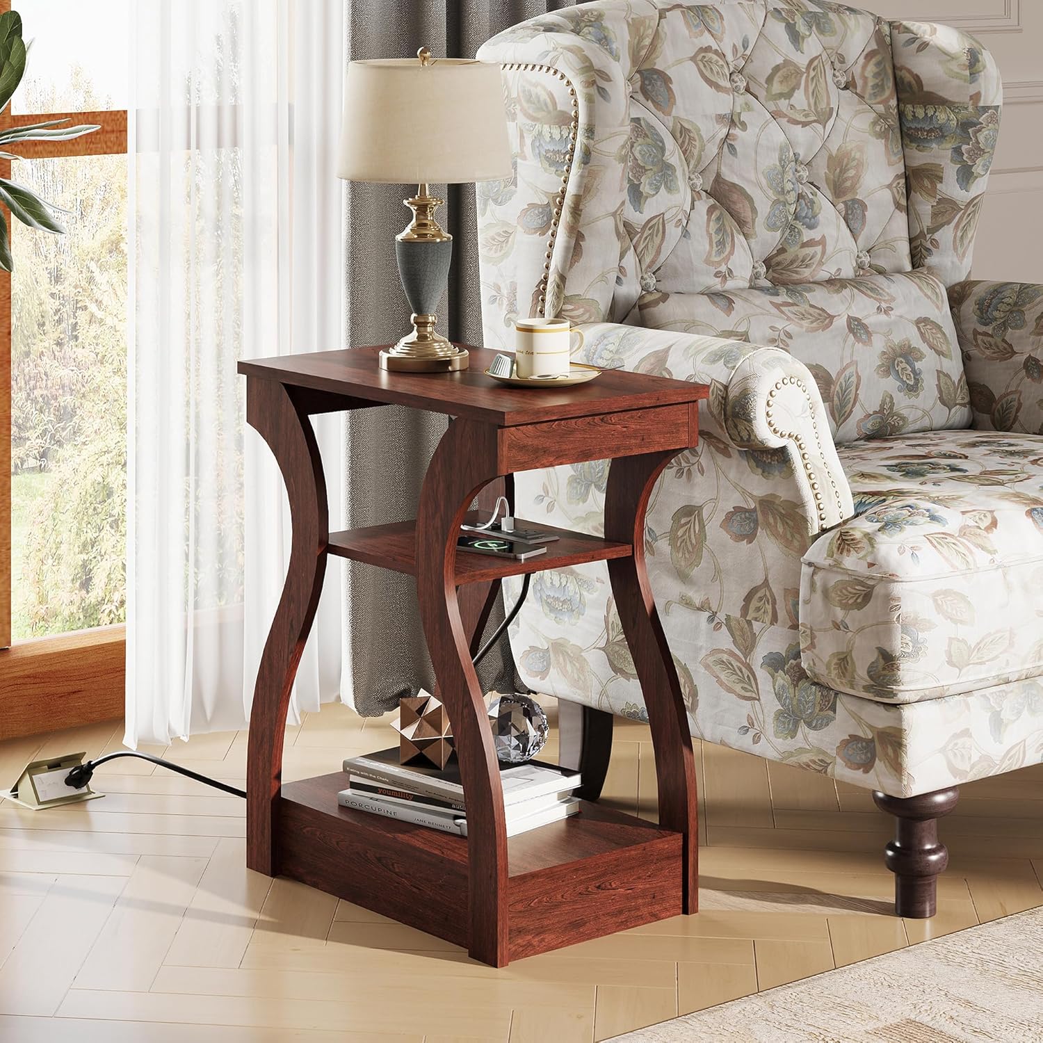 WLIVE End Tables Living Room Set of 2 with Charging Station