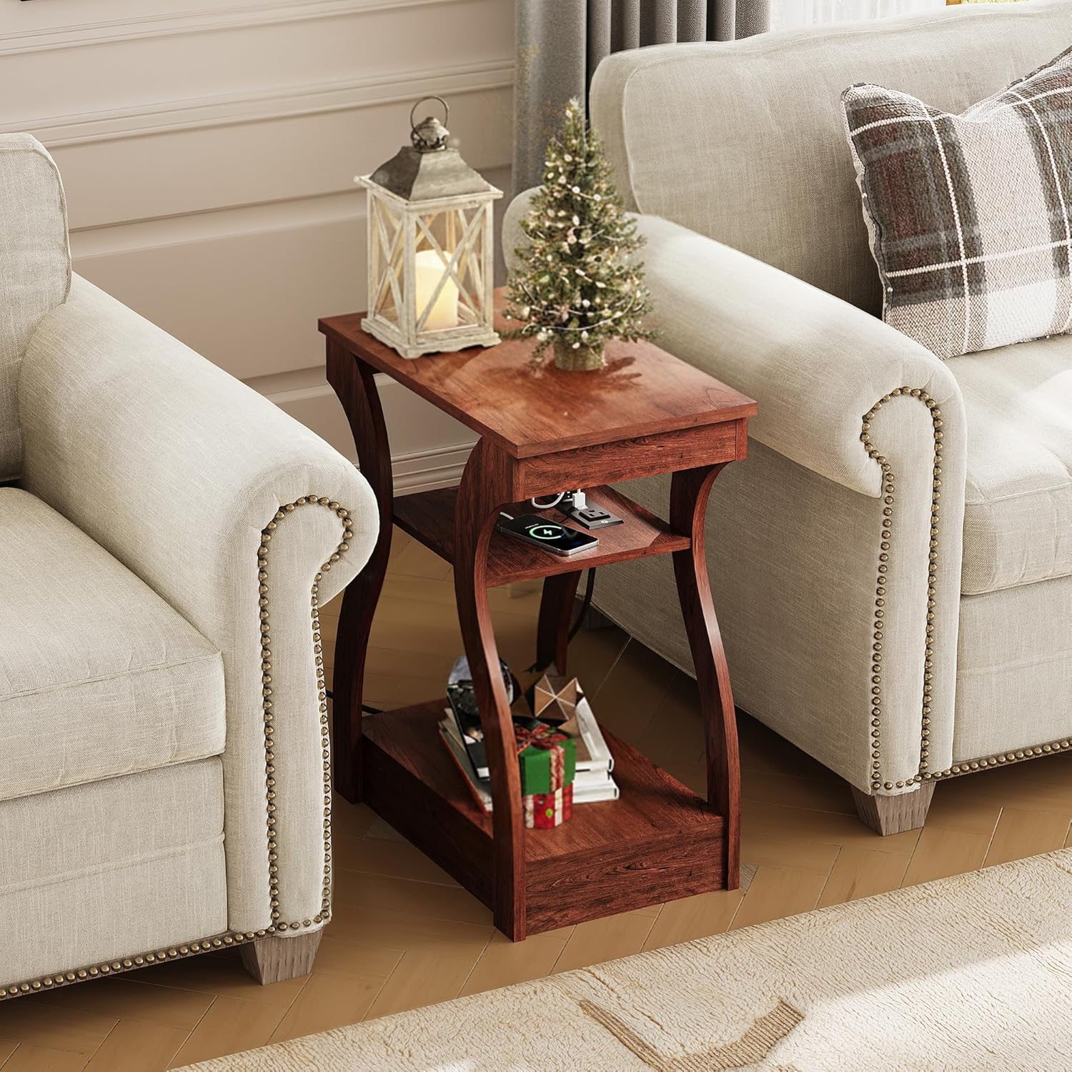 WLIVE End Tables Living Room Set of 2 with Charging Station