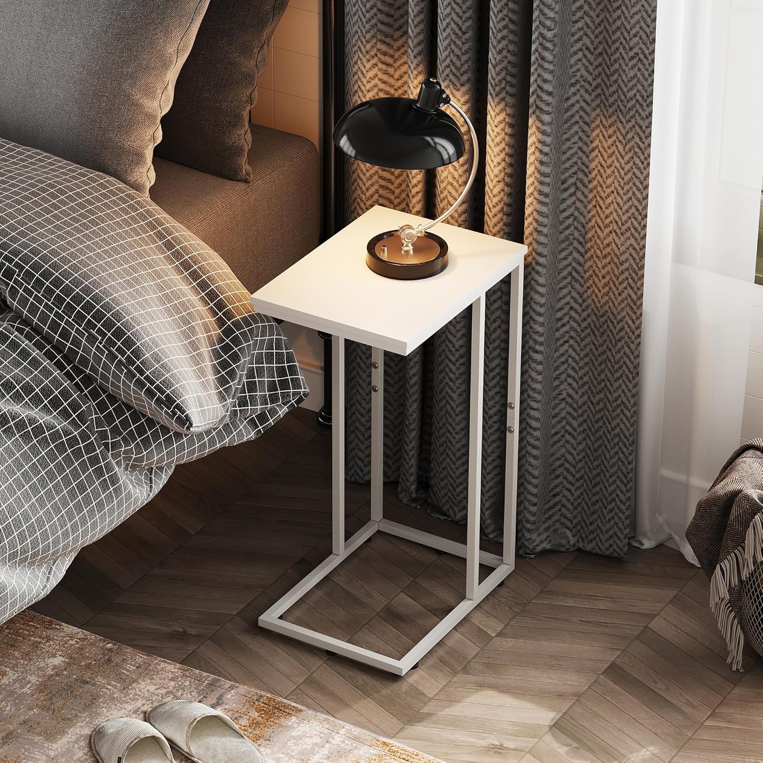 WLIVE Modern C Shaped Side Table with Large Desktop (24.92 in. H)