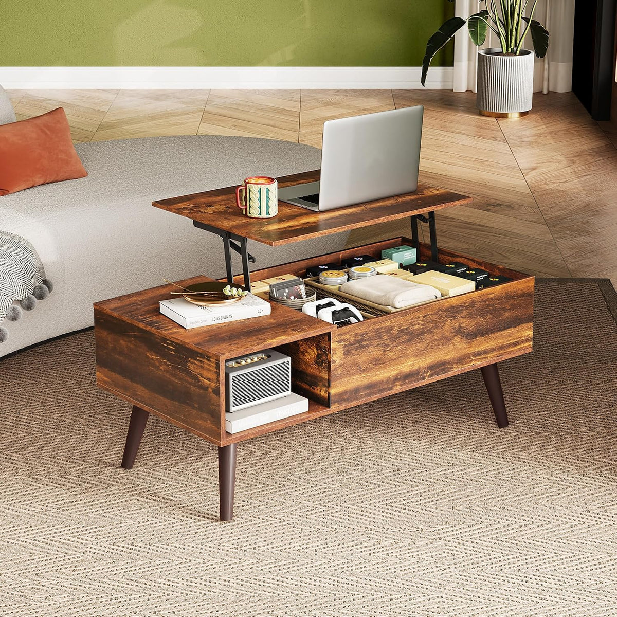 WLIVE Lift Top Coffee Table with Hidden Storage
