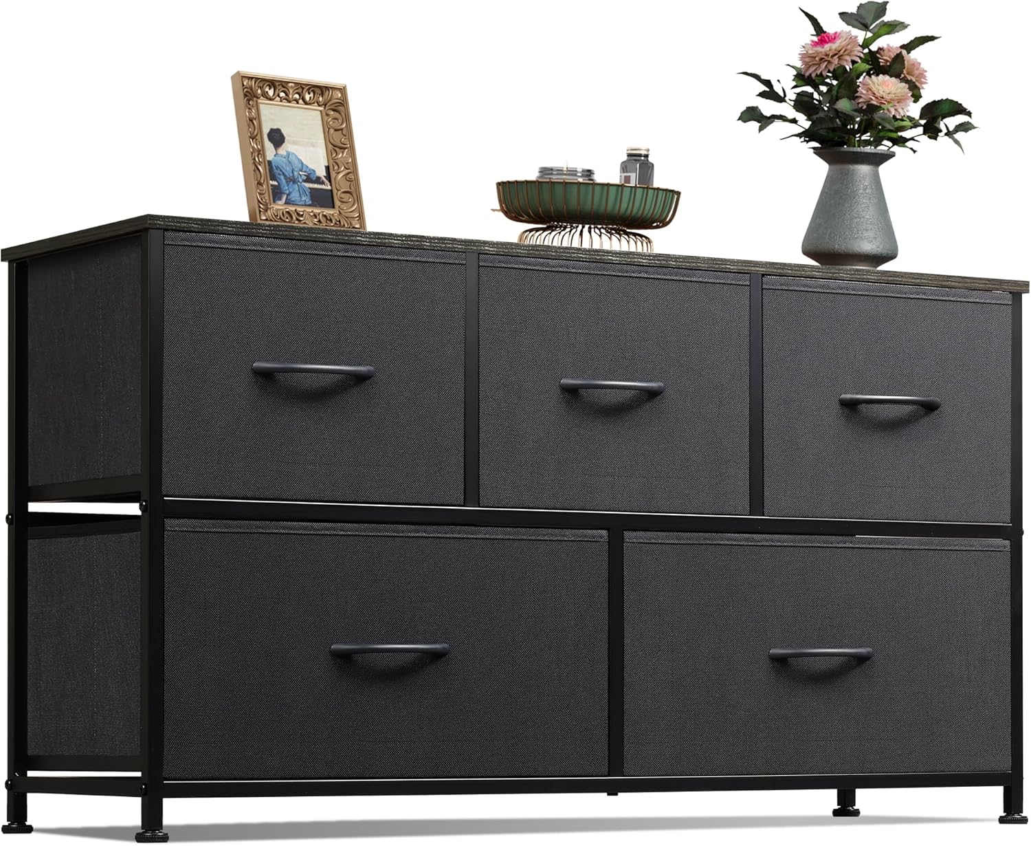 WLIVE Minimalist Wide Fabric 5-Drawer Dresser