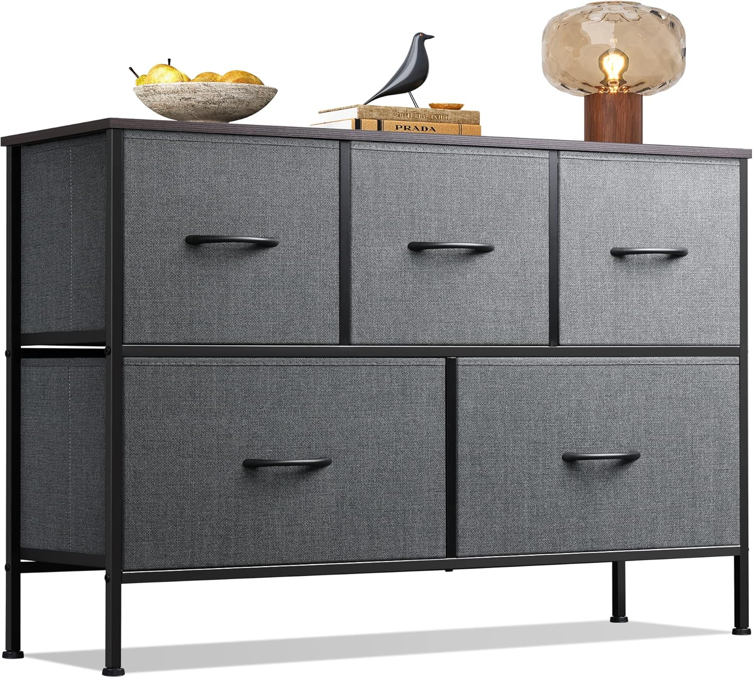 WLIVE Minimalist Wide Fabric 5-Drawer Dresser