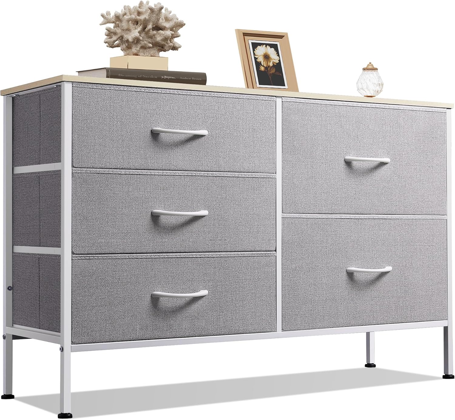 WLIVE Minimalist Fabric 5-Drawer Large Storage Dresser