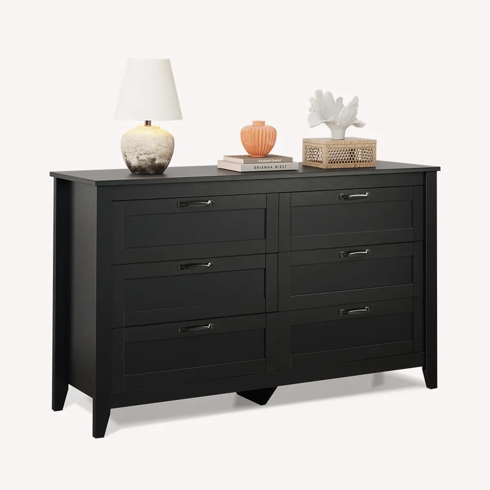 WLIVE 6-drawer wood dresser in black