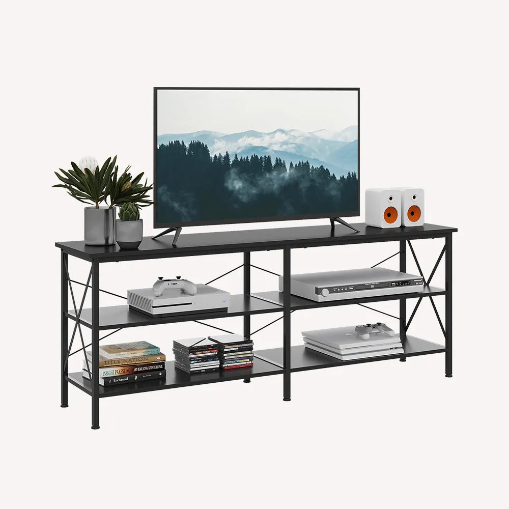 WLIVE Industrial 3-Tier Shelves TV Stand for TVs up to 70'' in Black