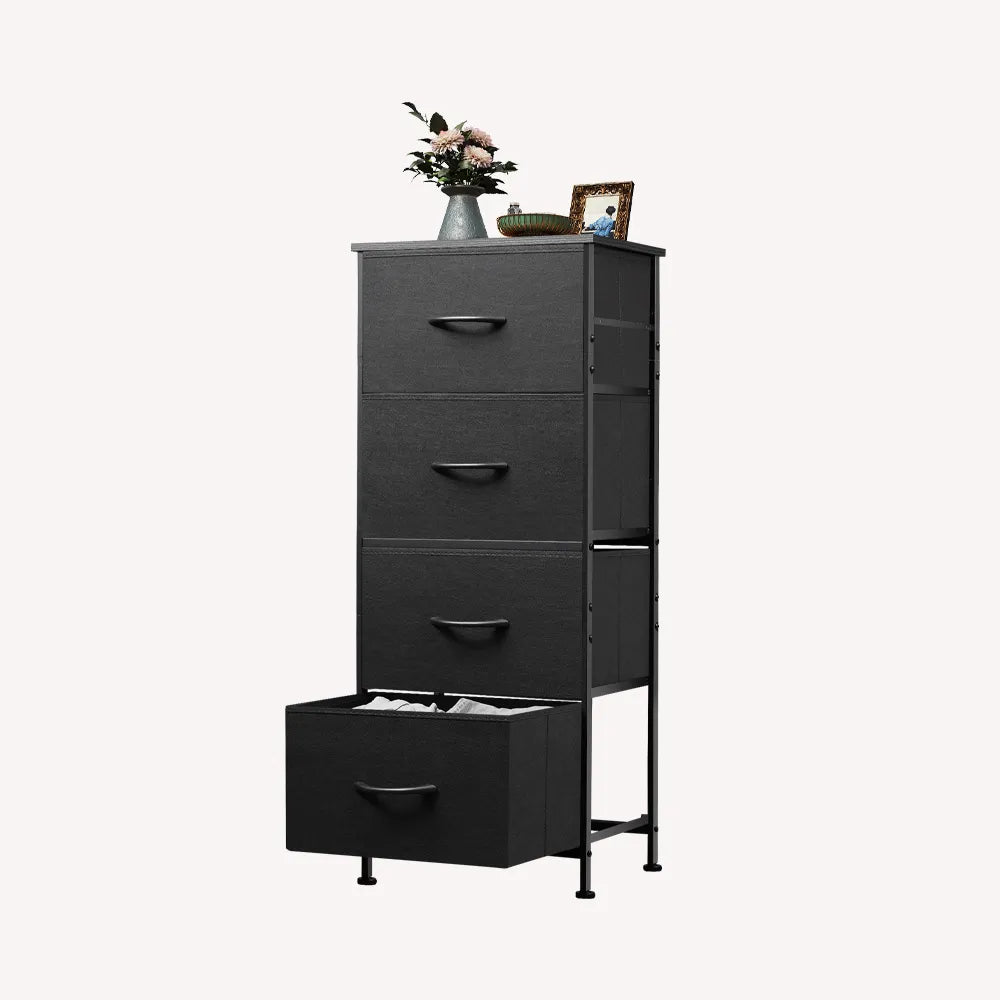 WLIVE charcoal black tall 4-drawer fabric storage dresser