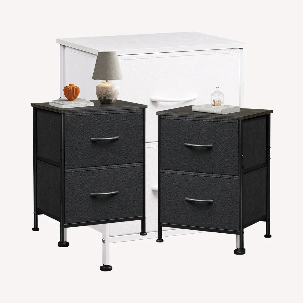 WLIVE Minimalist Small Fabric 2-Drawer Nightstands (Set of 2)