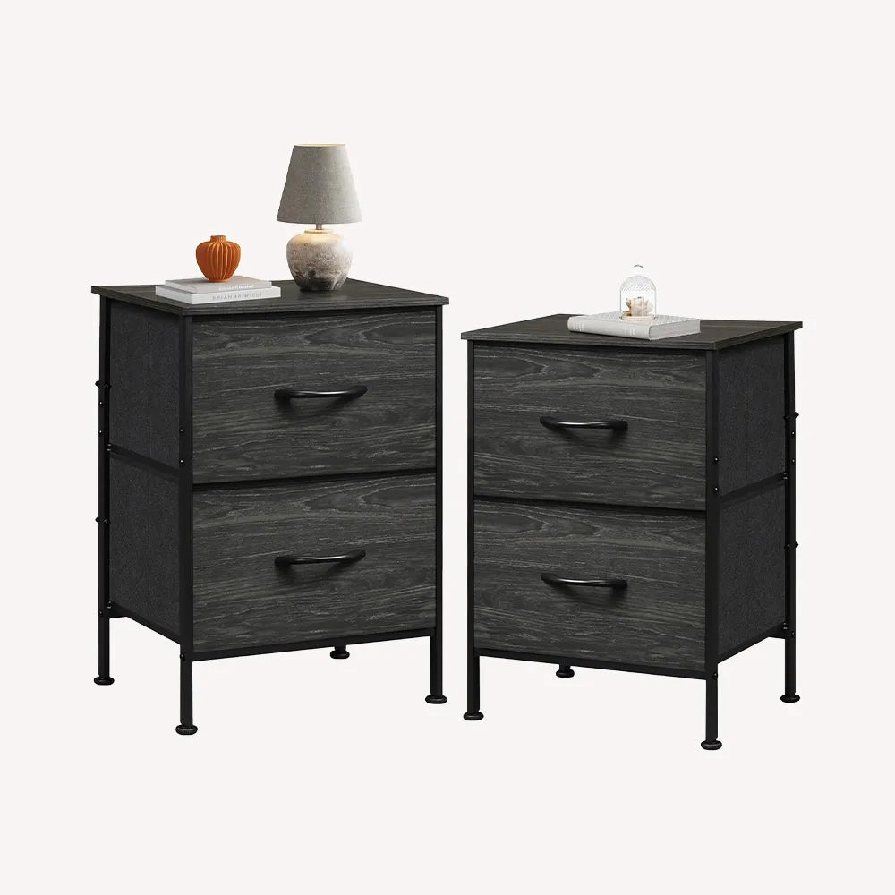 WLIVE Minimalist Small Fabric 2-Drawer Nightstands (Set of 2)