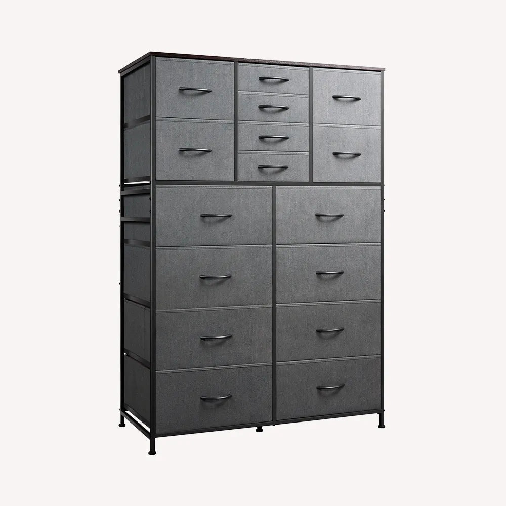 WLIVE dark grey extra large 16-drawer fabric dresser