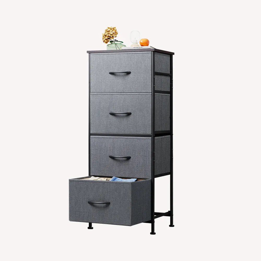WLIVE dark grey tall 4-drawer fabric storage dresser
