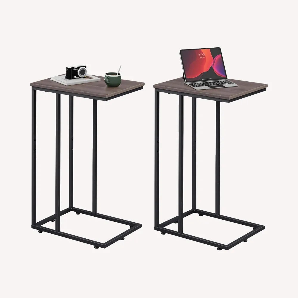 WLIVE Modern C Shaped Side Table Set in Grey