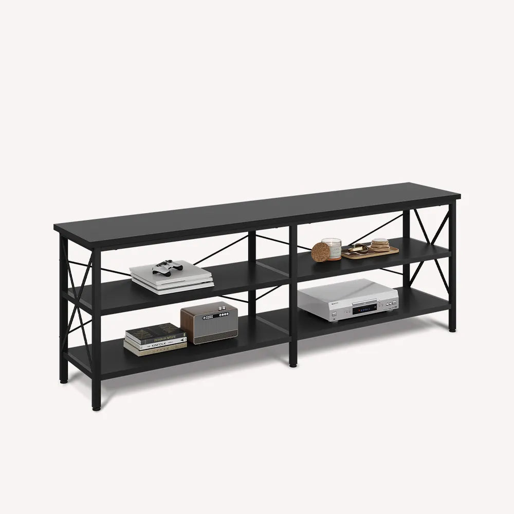 WLIVE Industrial 3-Tier Shelves TV Stand for TVs up to 70'' in Black
