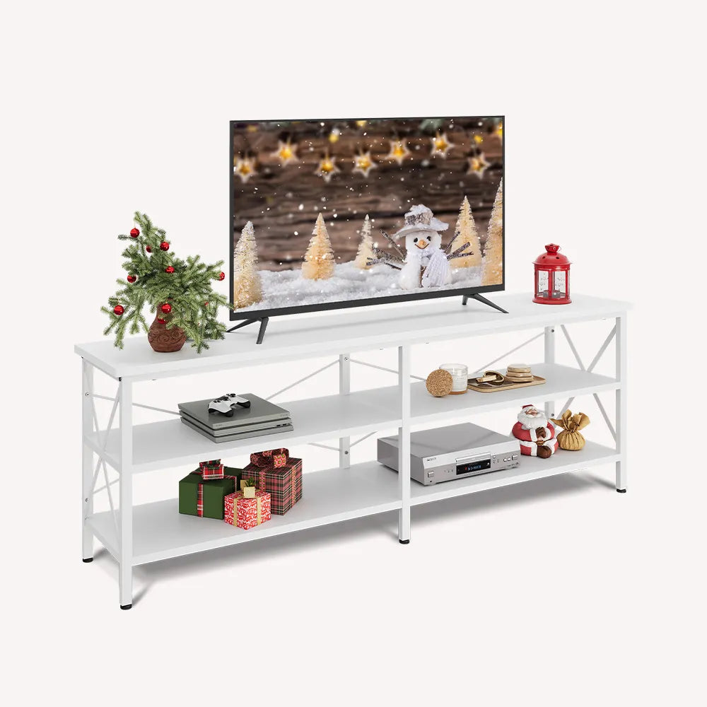 WLIVE Industrial 3-Tier Shelves TV Stand for TVs up to 70'' in White