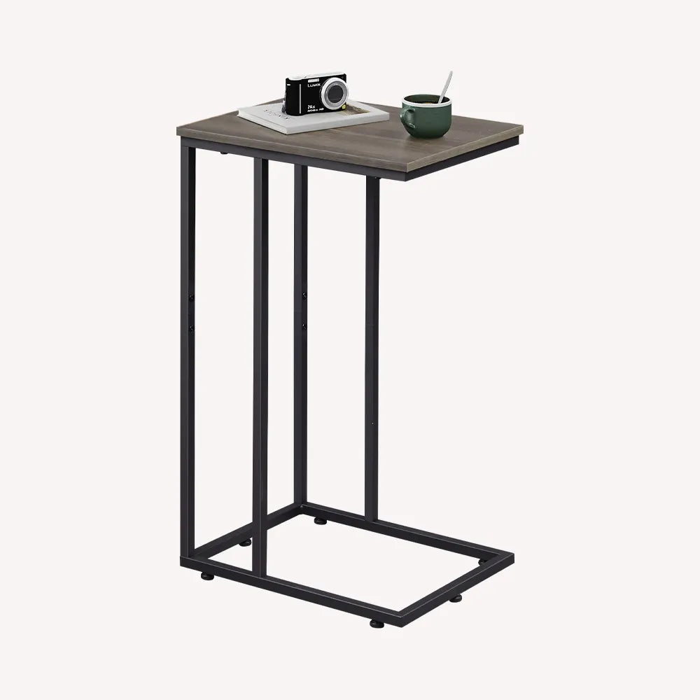 Modern C shaped side table with large desktop in A-grey