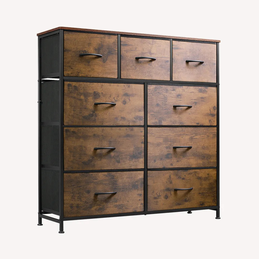 WLIVE Minimalist Tall 9-Drawer Storage Fabric Dresser