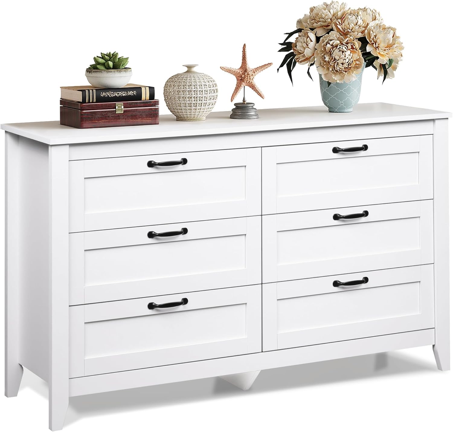 Wlive 6 Drawer Dresser Retro Chest of Drawers with Metal Handle Double Wood Dresser for Bedroom Living Room Large Storage Cabinet - Black Wlive 6 Drawer Dresser Retro Chest of Drawers with Metal Handle Double Wood Dresser for Bedroom Living Room Large Storage Cabinet - Black